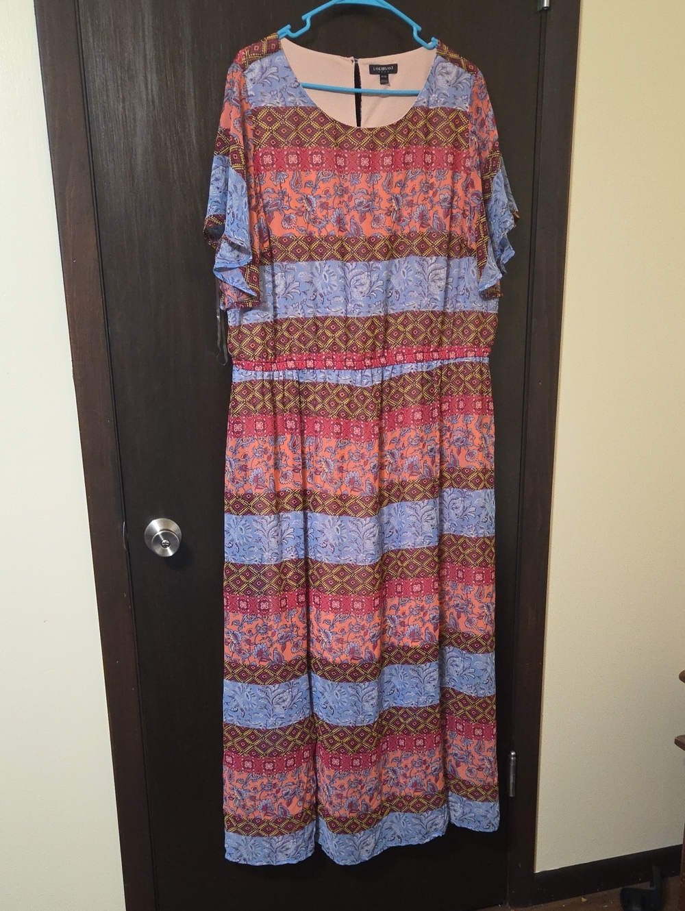 Lane Bryant long dress orange and blue 18/20